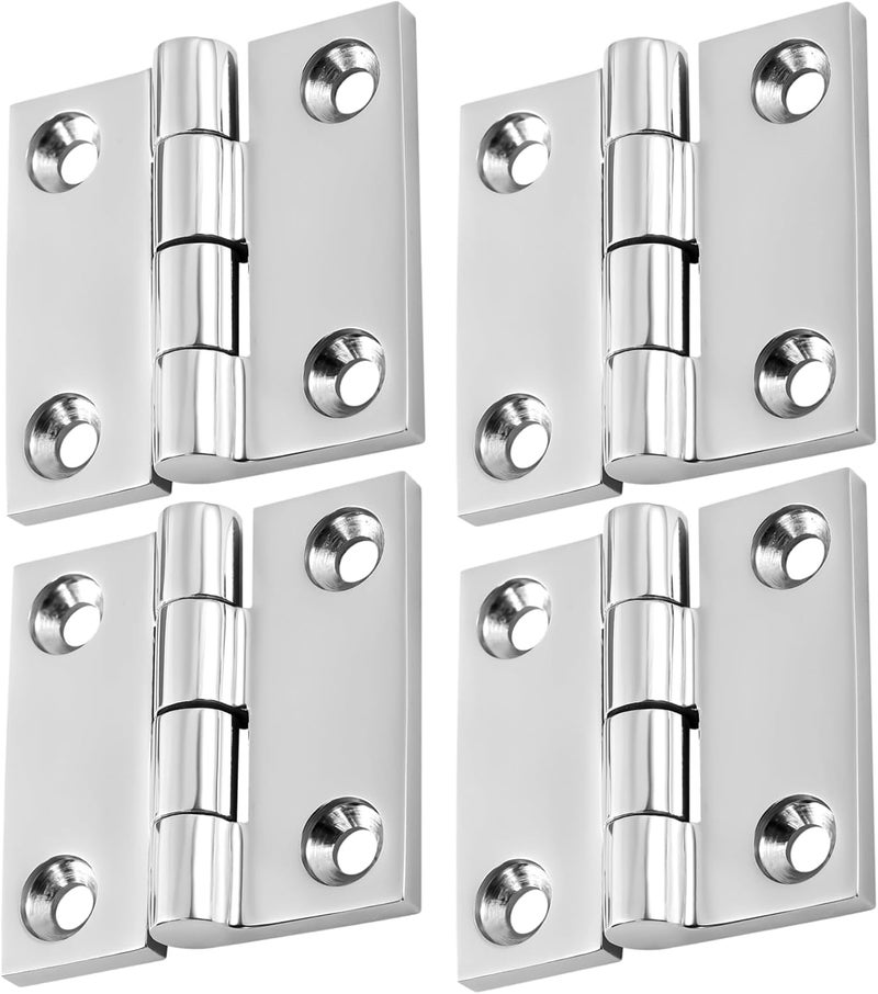 yeesport 4 PCS Boat Hinges, Stainless Steel Marine Grade, 2 x 2 Inches, No Noise Smooth Heavy Duty 316 Stainless Steel Hinges with Screws - Image 1